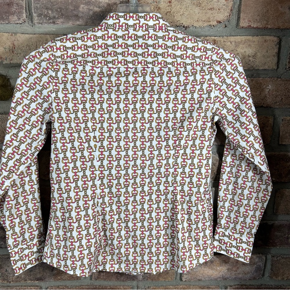 TALBOTS Pink, White and Gold Casual Button Down Shirt 120 - Picture 11 of 11